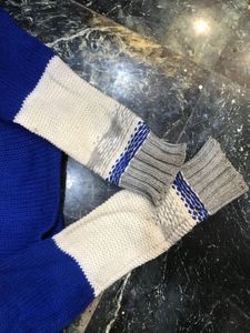 Blue &amp; Grey Knit Cropped Sweater