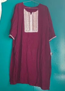 Maroon Embroidered Kurta