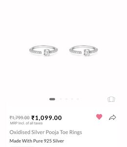Real 925 Silver Oxidised Diamond Toe Rings