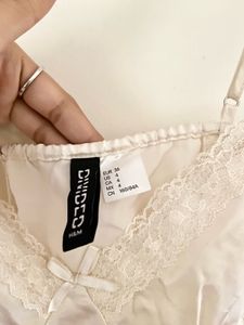 H&amp;M Satin Lace Trim Cami Top