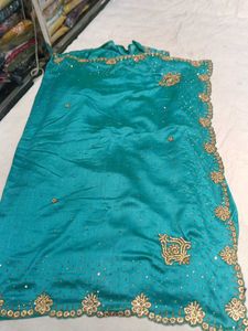 Teal Embellished Saree