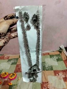 Silver Oxidized Necklace &amp; Earring Set