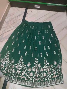 Green Embroidered Skirt