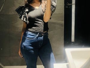 Chic Black Ruffle Sleeve Top