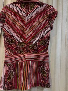 Paisley Print Button-Down Top