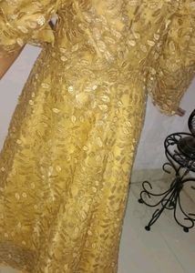 Golden Shrug With Frock