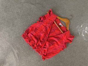 Ruffled Red Wrap Top