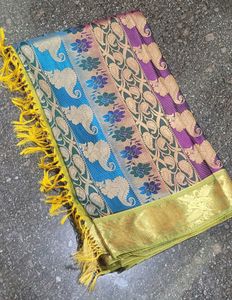 Multicolor Pattu Saree[without Blouse]
