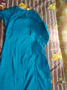 Teal Embroidered Kurti - Size S