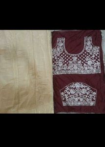 New Golden Saree With Maroon Stylish Blouse