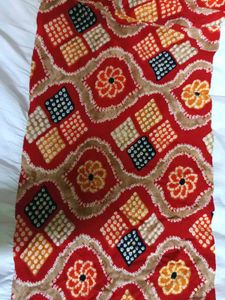 Fusion White Cotton Kurti Dress with Ethnic Red