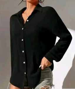 Black Tie-Front Shirt Size S,L,XL