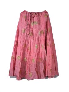 Pink & Gold Leaf Print Skirt