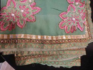 Green Embroidered Saree With Blouse