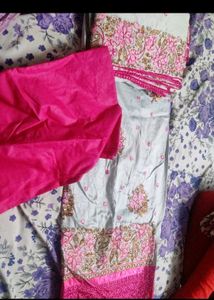 Pink Embroidered Dress Materials