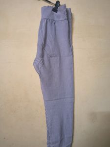 Striped Button High Waist Pants