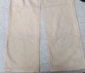 Beige wide leg jeans