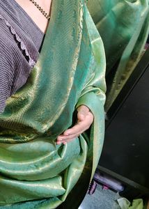 DualTone Green Soft Silk Saree With Kuchu