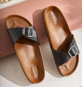 WOMEN'S KillerX Black Buckle Slides, SIZE UK 5