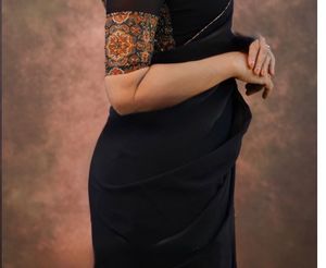 Black Ready To Wear Saree With Handwork Blouse