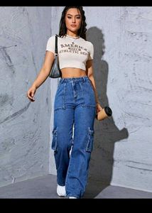 Blue Denim Cargo Jeans