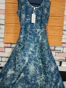 A Denim Long Midi Dress In Msize For 36 Bust.