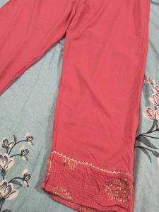 Cream And Peach Kurthi Set