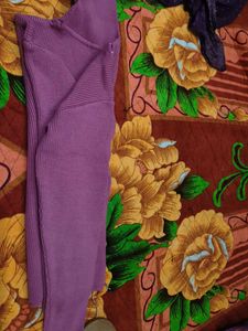 Lilac Turtleneck Ribbed Sweater