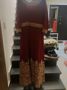 Elegant Maroon Embroidered Kurta Set