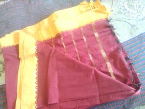 Marron With Gold Border Saree