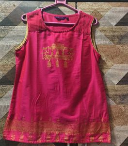 Pink Elegant Silk Sleeveless Top