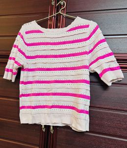 Striped ballerina pink & Fuschia  Knit Top