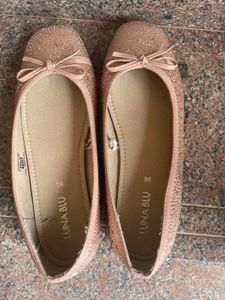 Luna Blu Rose Gold Glitter Ballet Flats