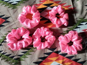 Pink Satin Scrunchie