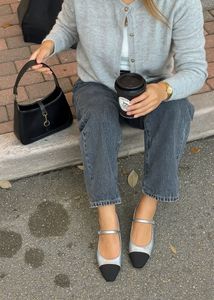 Chanel Silver Mary Jane Flats
