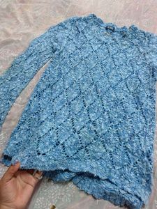 Blue Crochet Knit Top (women's)