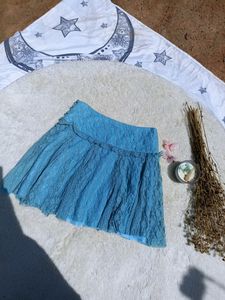 Y2K Blue Lace Mini Skirt Fairycore Coquette