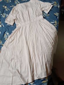 BEIGE BUTTON DRESS
