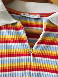 Colourful Striped Short Sleeve Clollared Y2K Top🌈
