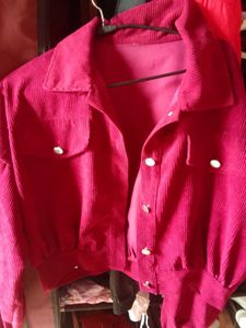 Burgundy Corduroy Cropped Jacket