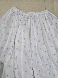 White Palazzo With Blue Star Prints