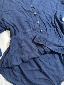 Navy Button-Down Top