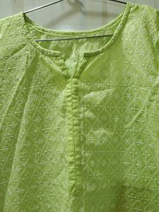 Tailor Stitched Pista Green Chikankari Kurta