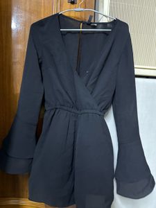 Black Bell Sleeve Romper