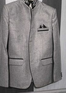 Black Jet Slim Fit Ethnic Blazer For Men