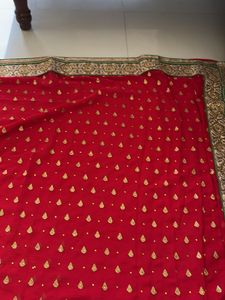 Red Embroidered Saree