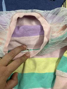 Pastel Striped Lace Collar Sweatshirt