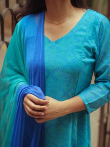 Blue anarkali suit set