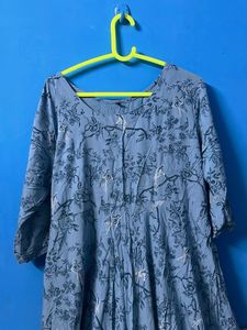 Blue Floral Print Kurta
