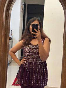 Elegant Purple Kurta Palazzo Set